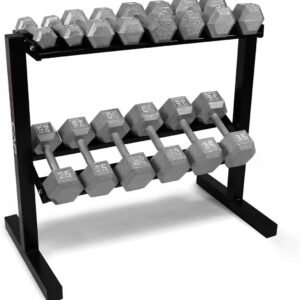 Cast Iron Dumbbell Set. Solid Hexagon Grey Dumbbell Set. Strength Training Free Weights for Women & Men