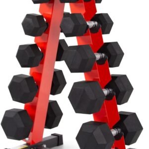 250LB/300LB Rubber Hex Dumbbell Sets with Weights Rack. Multiple Color Choices Available. Great Gym Equipment for Home. Strength Training. Workouts